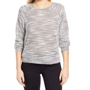 NWT EVERLEIGH Textured Sweatshirt In Grey Crew Neck Long Sleeves Unlined Size XS